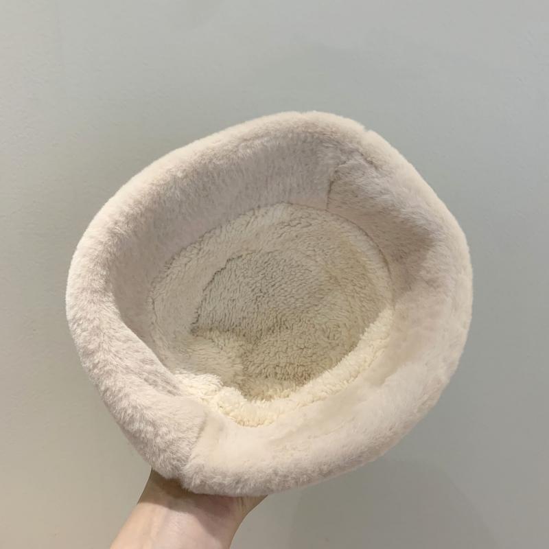 Cute Bear Plush Bucket Hat for Baby Autumn Winter Girls Boys Solid Color Fisherman Hats Thicken Warm Kids Outdoor Basin Cap