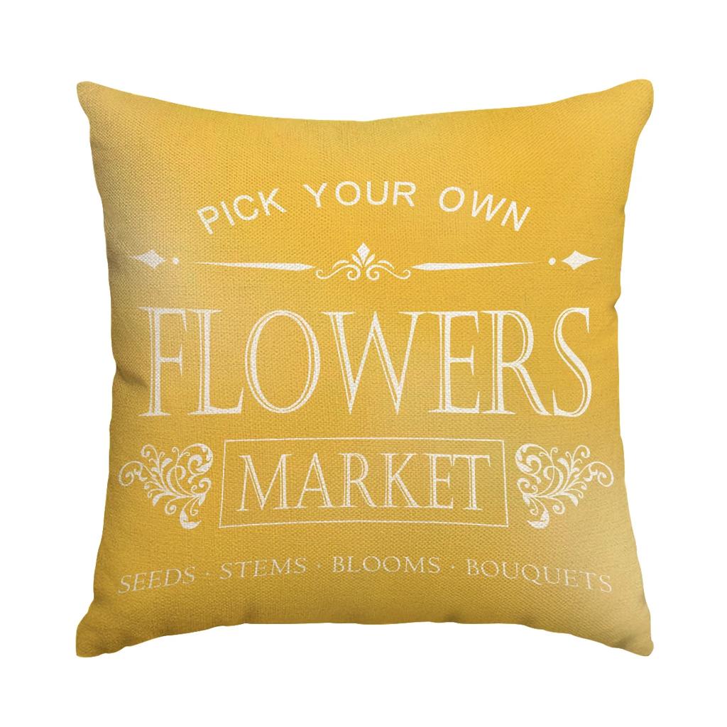 Vikama Minimalist Cushion Cover Spring Summer Floral Print Cushion Cover Rustic Style Room Decor Living Room Sofa Cushion Cover