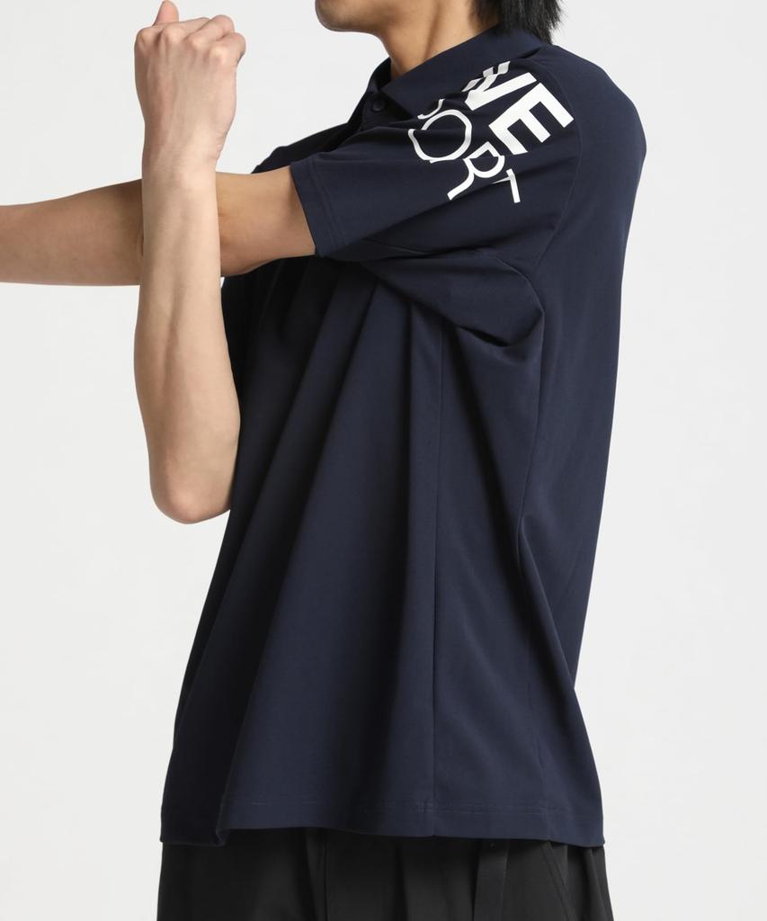 Move Sports Navy Polo Short UV Training Size M Men's DX-C2853AZ Shirt, Sleeve, Protection, Sweat-Wicking, Quick-Drying, Stretch, Sunscreen, Shirt,