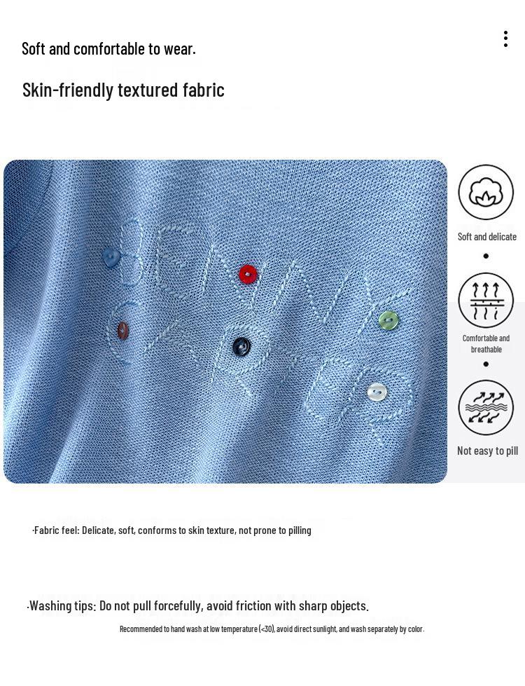 2026 Summer Versatile Embroidered Ice Silk Tencel Knit Women's T-Shirt