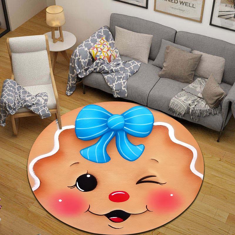 Eclectic Round Pop Art Multicolor Rug Mat, Non-Slip Floor Mat for Hallway