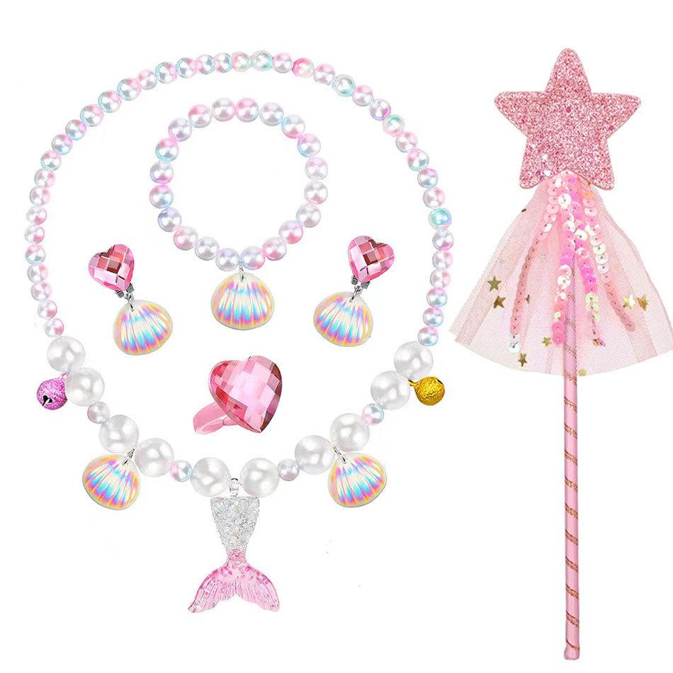 Children'S Princess Crown Accessories Necklace Set Bag Accessories Mermaid Generation Children'S Birthday Gift Jewelry
