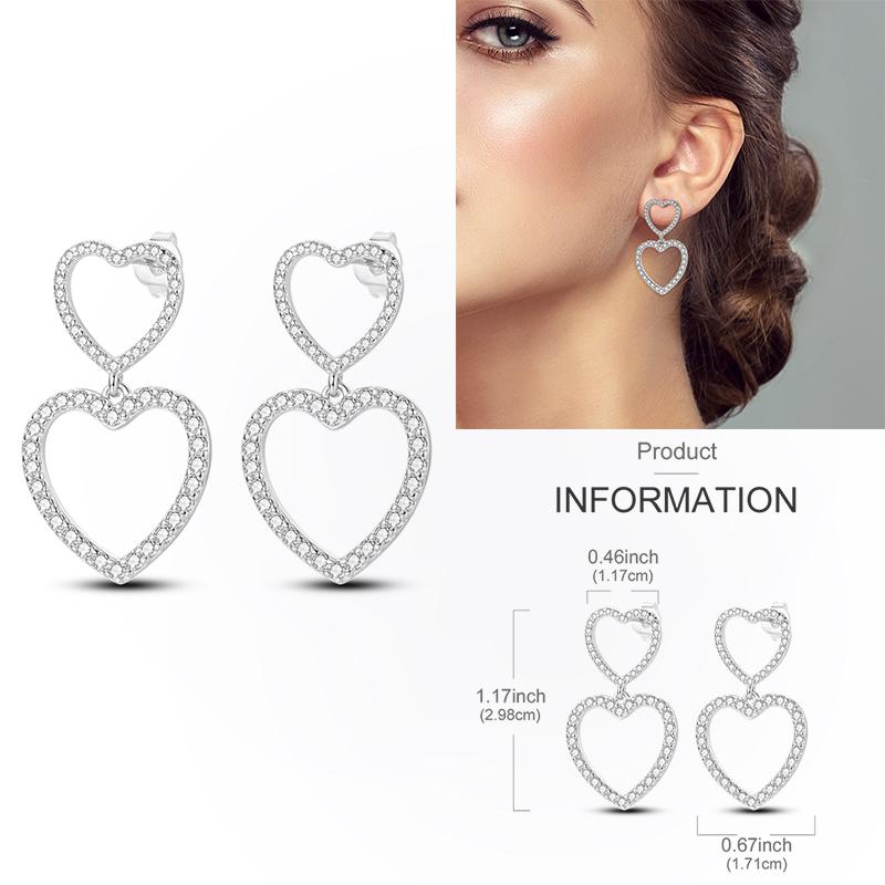 925 Silver Hoop Earring Moon Sun Earring Pendent Zircon Heart Shape Star Eardrop For Women Girl Making Jewelry