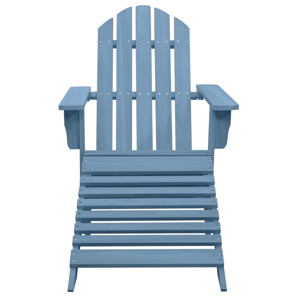 Vidaxl Adirondack Garden Chair with Footrest, Fir Wood, Blue