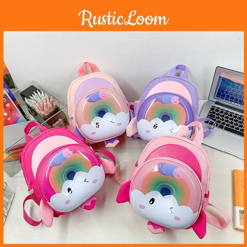 Rainbow Elephant Print Kids Animal Backpack Breathable Nylon Schoolbag Cute Gift