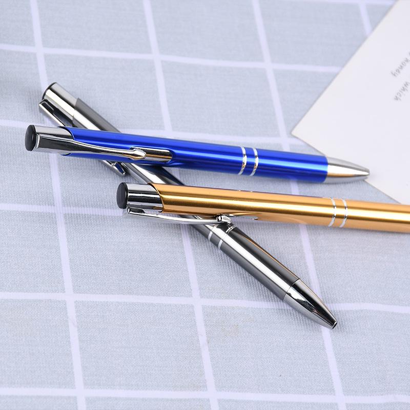 Aluminum Ballpoint Metal Pen with Laser Logo - Creative Push-Button Student Gift