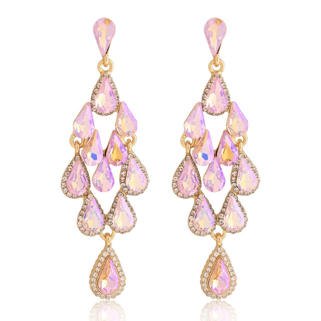 Alloy Diamond Shape Drop Water Drop Earrings For Women Spring Fashion Jewelry
