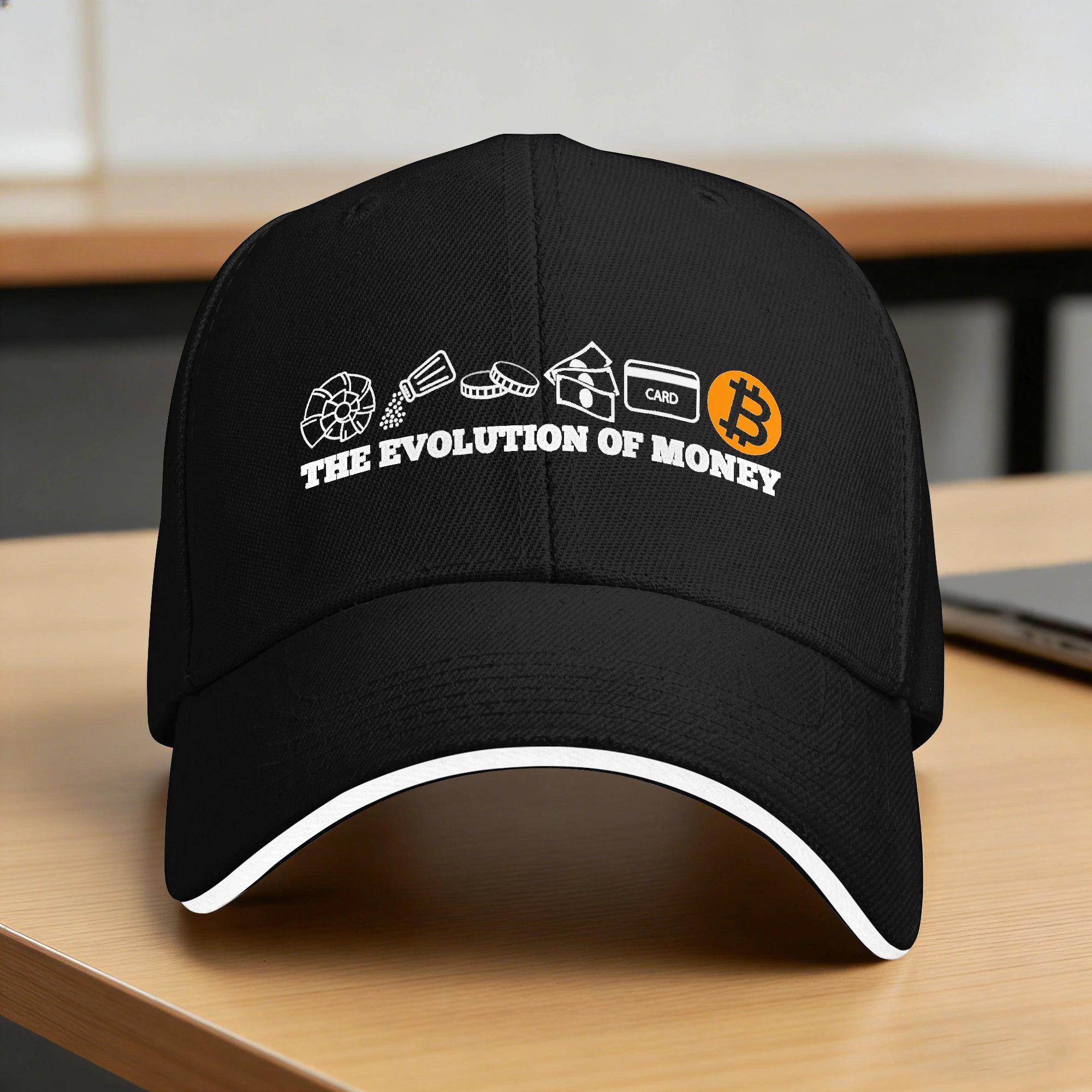 The Evolution of Money Bitcoin Baseball Cap Yk Funny Unisex Adult Hip Hop Hats Sun Custom Logo Tennis Skate Baseball Caps One Size