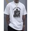 European Size Men's Black Graphic T-Shirt with "I'm That Legendary Josh" Print & Geometric Design - Short Sleeve Round Neck Casual Tee for Summer,