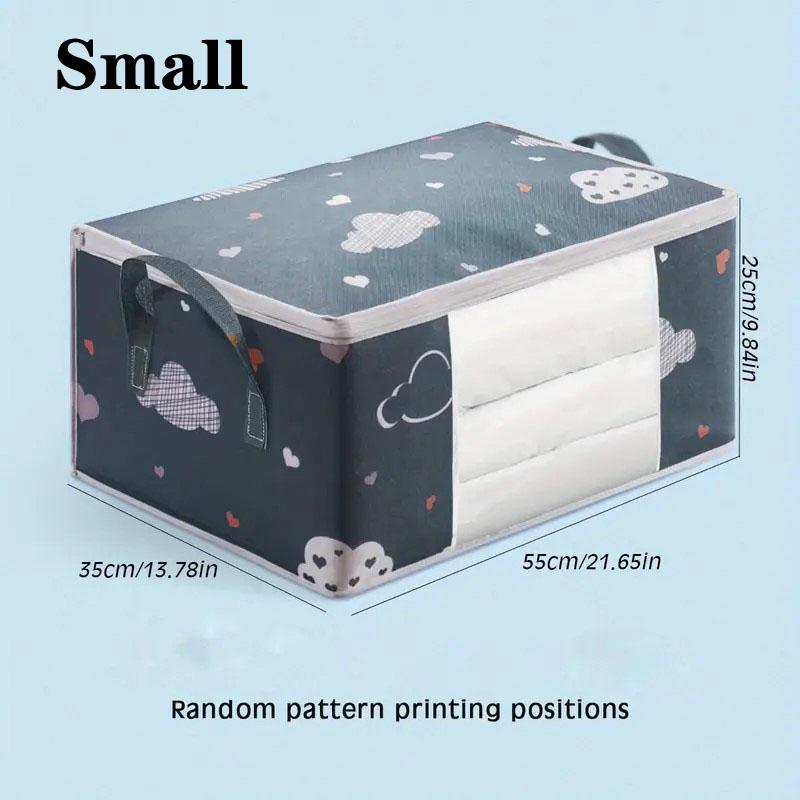 

Великий Портативний Складний Організатор для Одягу з Принтом Сердець і Хмар, Пилозахисною Застібкою-Блискавкою та Ручками S 55*35*25cm синій