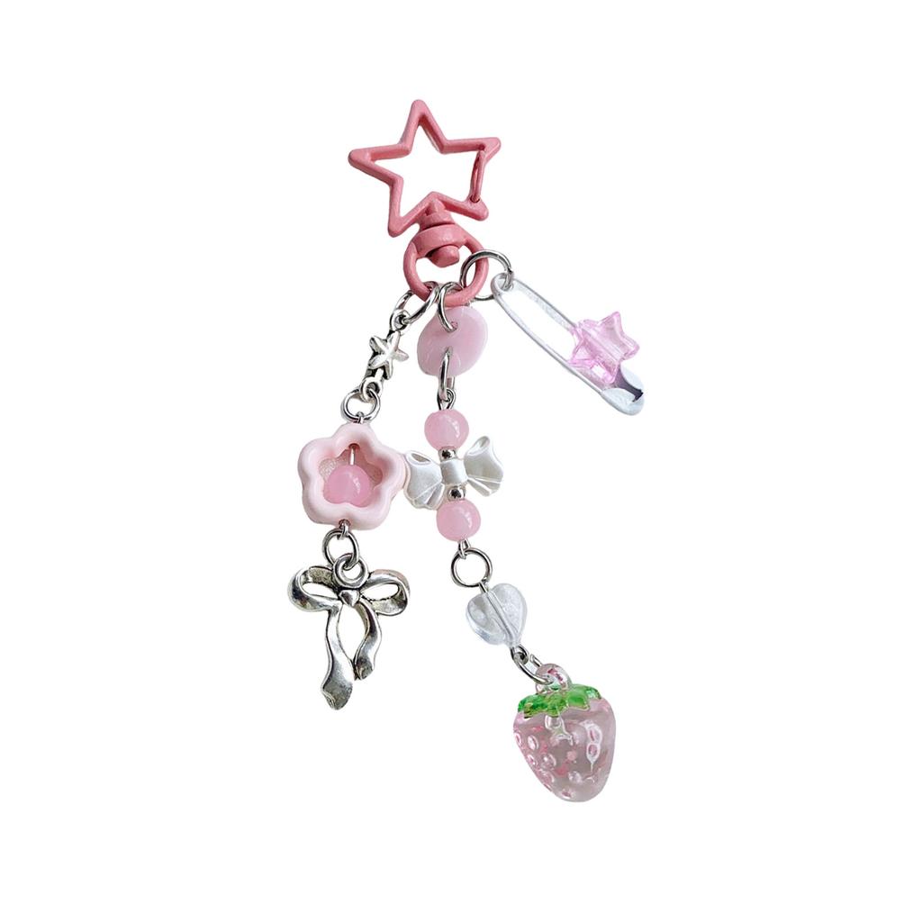 Stylish Love Star Pendant Bowknot Keychain Accessory Stylish Key Holder for Women Sturdy Alloy Car Key Pendant