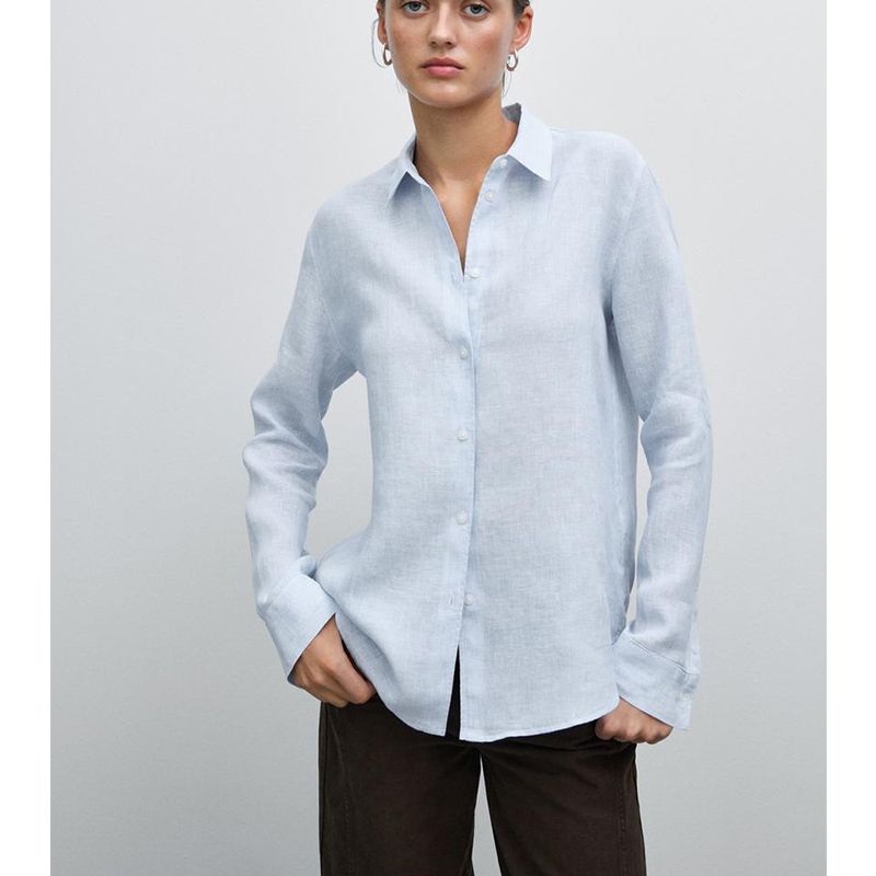 MD Spring/Summer New Arrival Women's Clothing French Laziness Commute Style Lapel Long Sleeves Pinstripe Elegant Shirt 5140515