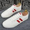 Spring Shoes for Men Canvas Casual Shoes Striped Breathable Flat Skateboard Shoes Street Youth Lace-up Sneakers