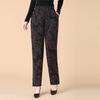 Xiao Fu Senior Women's High-Waisted Loose Floral Fleece-Lined Pants
