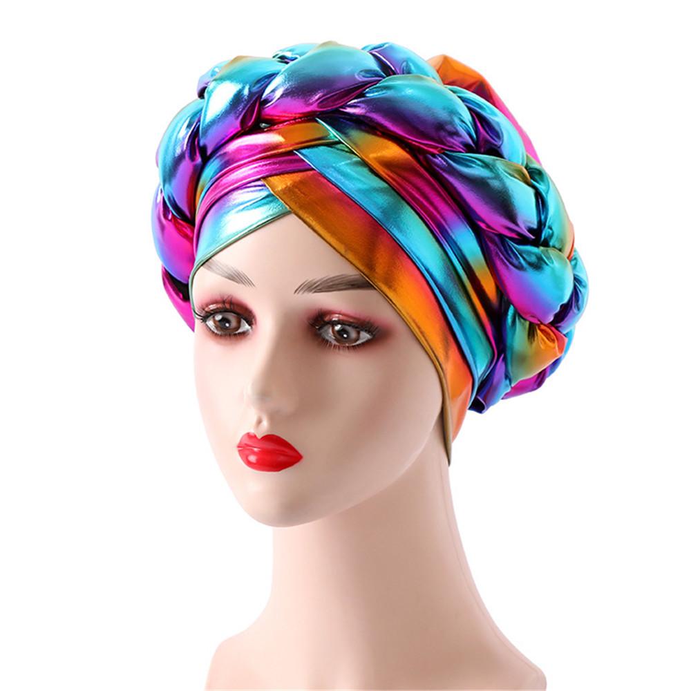 Forehead Cross Turban Cap For Women Braid Head Wraps African Lady Cap Muslim Headscarf Bonnet Turbante Mujer