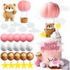 JeVenis Pink Bear Cake Decoration Bear Cake Topper Hot Air Balloons Cake Decoration Birthday Cake Decoration