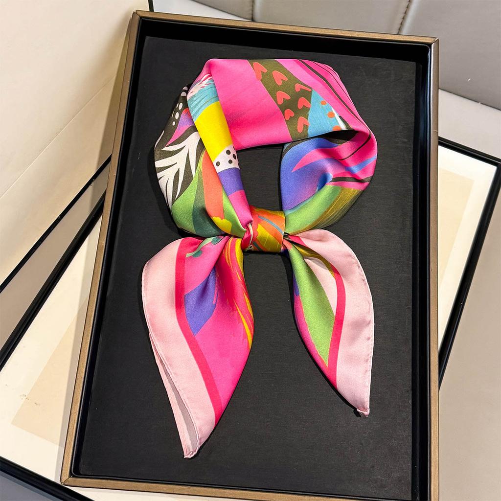 Luxury Design Print Silk Square Scarfs Women Neck Ties Headscarf Suitable All Seasons Fashion Decorate Hijab Female Neckerchief