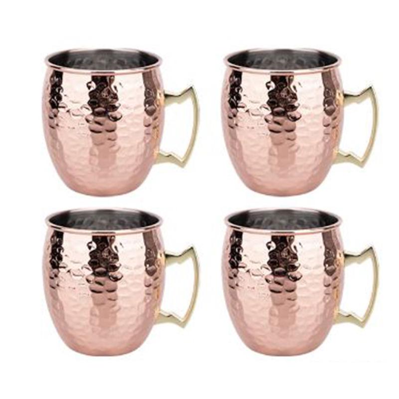 Stainless Steel Moscow Mule Cocktail Set – Hammered Design Bar Glassware