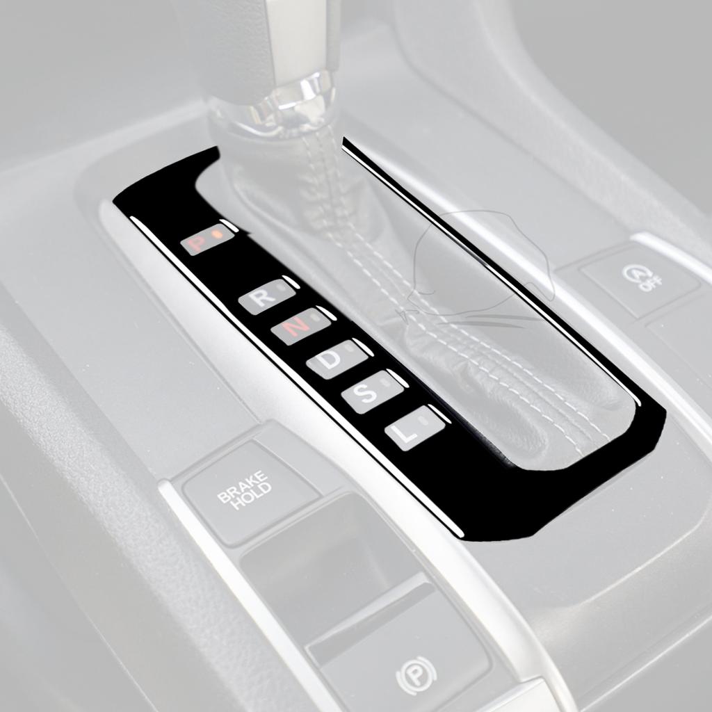 For Honda 10th Civic 2016- Car Accessories Piano Black Plastic Interior Central Gear Panel Trim Sticker ABS