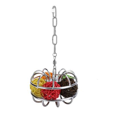 Juguete para Masticar Pájaros Bola de Ratán Juguete para Morder Loros para Jugar y Buscar Comida Suministros para Mascotas
