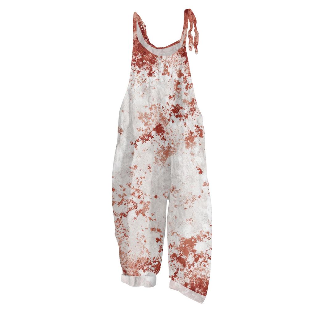 Women's Jumpsuit  Print Casual Loose Vintage Shoulder Strap Cotton Linen