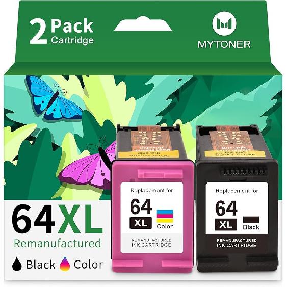 64xl Ink Cartridge Combo Pack Remanufactured Ink Cartridge Replacement for HP Ink 64 HP 64 Ink for Envy Photo 7855 7858 7100 7155 7120 6252 7800 7158