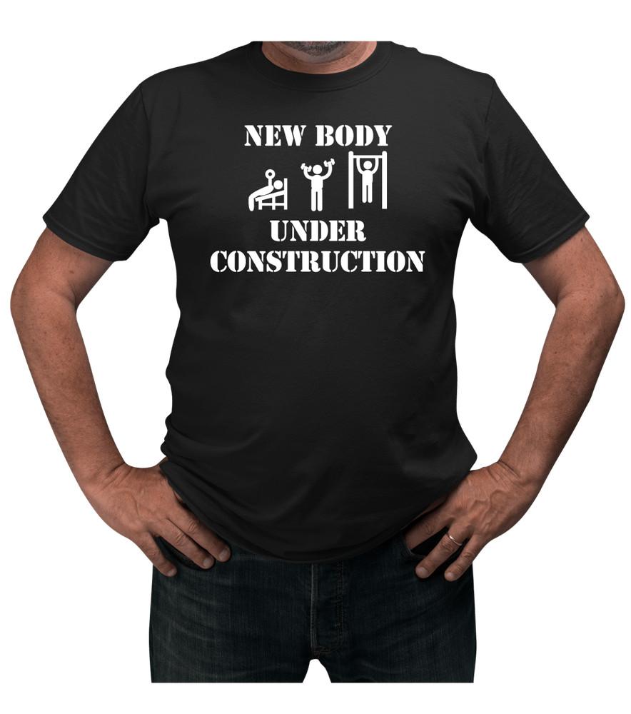 

New Body Under Construction T-Shirt Novelty Gym, Keep fit, Weight Training Tee 3XL