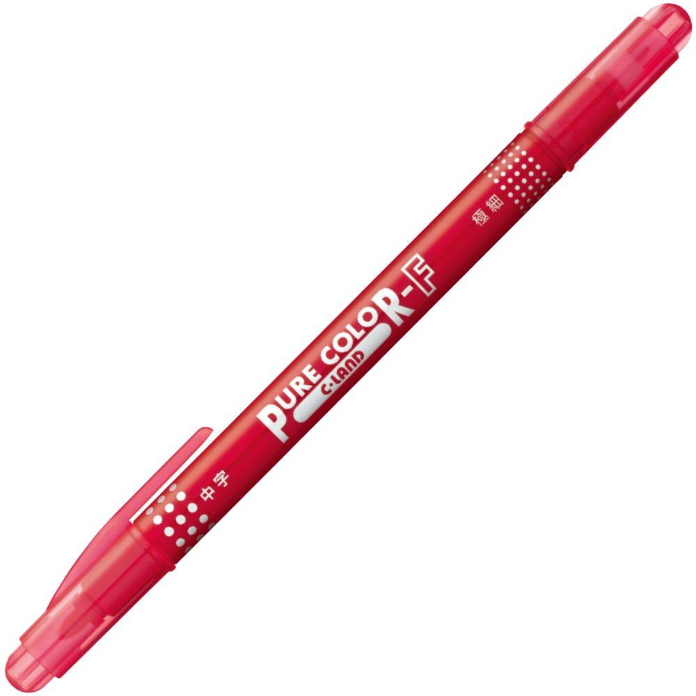 Mitsubishi Pencil Pure Color F Sign Medium and Extra Fine Pack of 10 Water-Based Pens, Point, Crimson, PW101TPC.14,