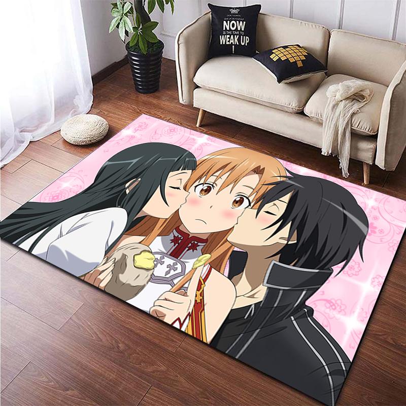 Hot Anime SAO Sword Art Online Modern House Living Room Floor Matte Bedroom Carpet Poster Mat Pattern Decorative Square Rug Gift