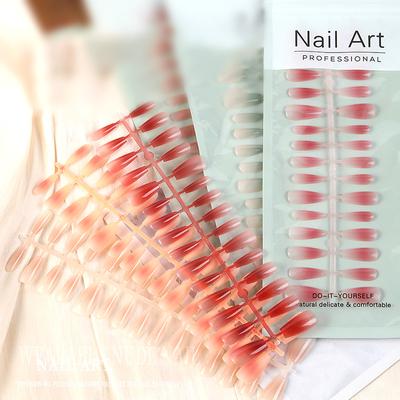 Gradient Halo Color Long False Nails Pink Simple Fashion Women Girls False Nails Beauty Tools for Trend Female Beautiful False Nails