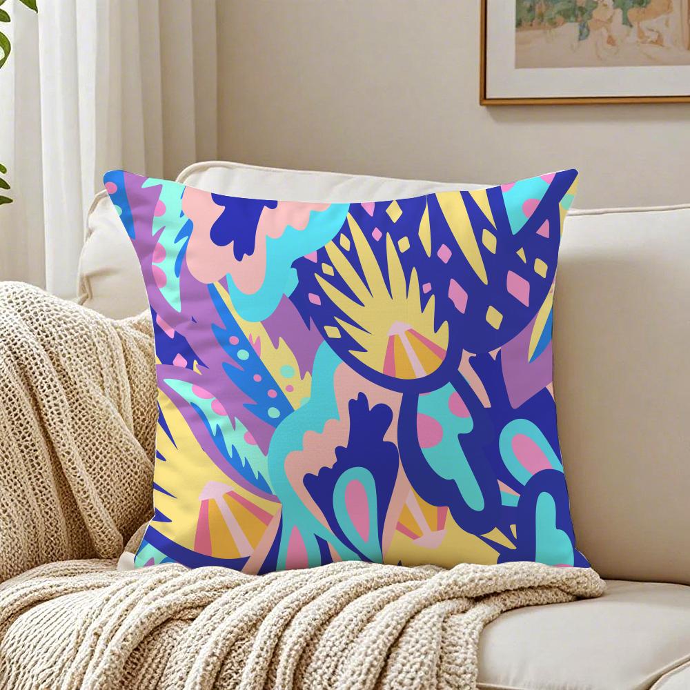 HOT Abstract Colorful Pattern Cushion Cover Linen Pillowcase Soft for Sofa Bed Home Room Decor