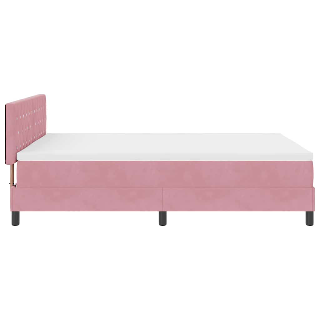 LED Boxspring Bed with Mattress and LED Pink 140 x 200 cm Velvet