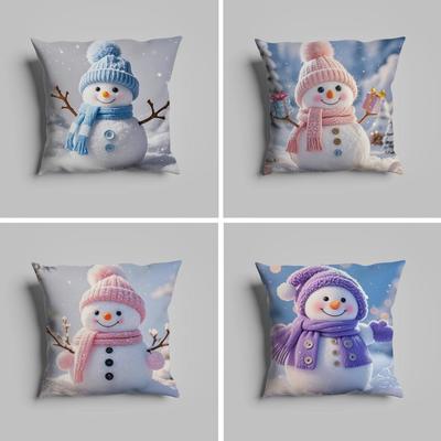 Pillow Case Luxurious Home Office, Sofa Decorative Multi Sized Car Seat Cushions, Pillowcases Snowman Cute Lovely Cartoon