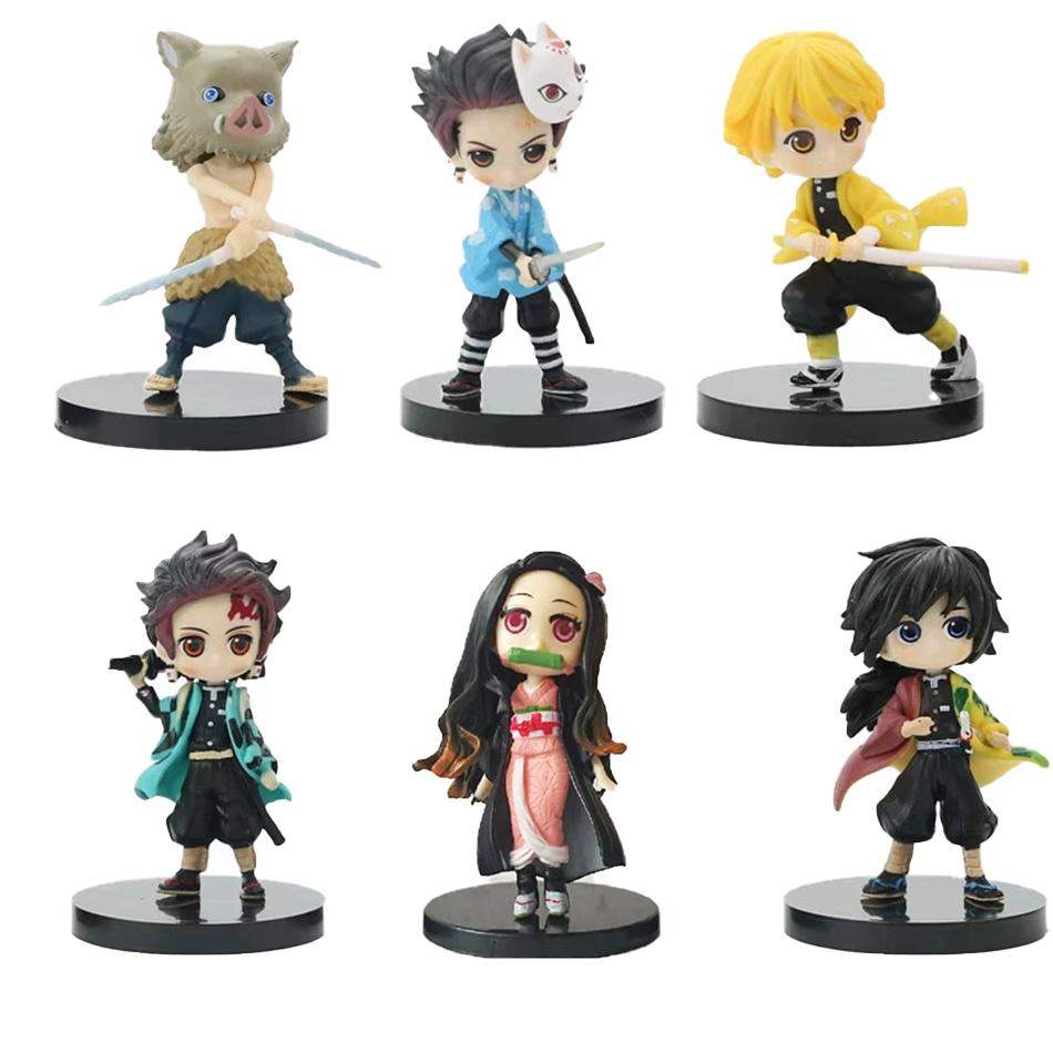 Q VersionAnime Demon Slayer Kimetsu No Yaiba Figure Kamado Tanjirou Action Figure Agatsuma Zenitsu Nezuko Warrior PVC Model Toys