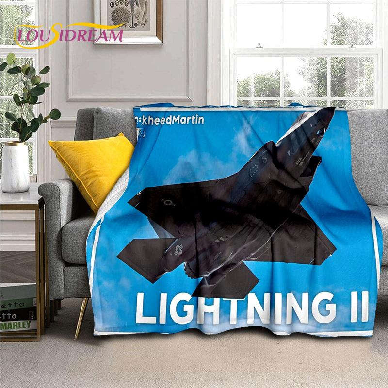 3D Space Spitfire Aircraft  Air Force Jet Fighter Cartoon Blanket,Soft Throw Blanket for Home Bedroom Bed Sofa Cover Child Gift