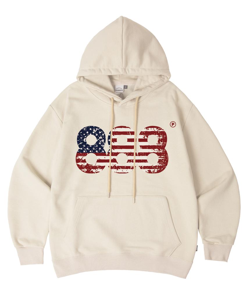 [Fleece-Lined/Non-Fleece-Lined] Usa Number.888 Oversized Hoodie 7 Colors (B Type)