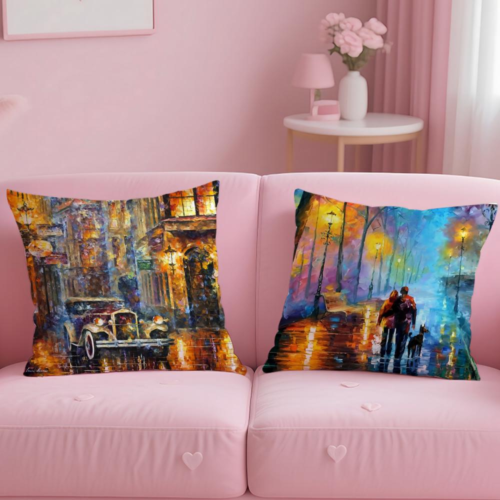 classic artist Leonid Afremov Cushion Cover Soft & Easy-Wash Pillow Case – Versatile for Couch, Bed, Travel and Office