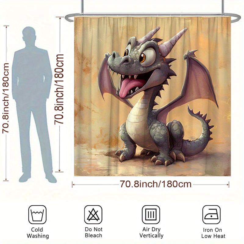 Fantasy Dragon Shower Curtain - Water-Resistant, Easy To Clean, Adds a Mythical and Colorful Touch To Your Bathroom Decor