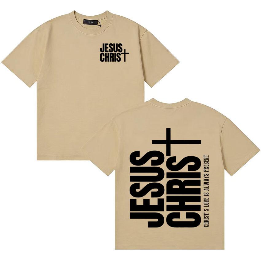 Jesus CHRIST Double Sided Print Tshirts Hipster Unisexs Women T Shirts Summer Loose Cotton Vintage Short Sleeve Tshirt Teenagers