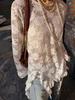 2025 Winter Exquisite Jacquard Lace Long Sleeve Irregular Hem Women's Shirt