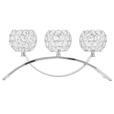 3 Arms?European Classic Arch Iron Crystal Ball Romantic Candlelight Dinner Candlestick(Sliver)