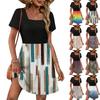 Women's Fashionable Casual Square Neck Retro Print Summer Dress