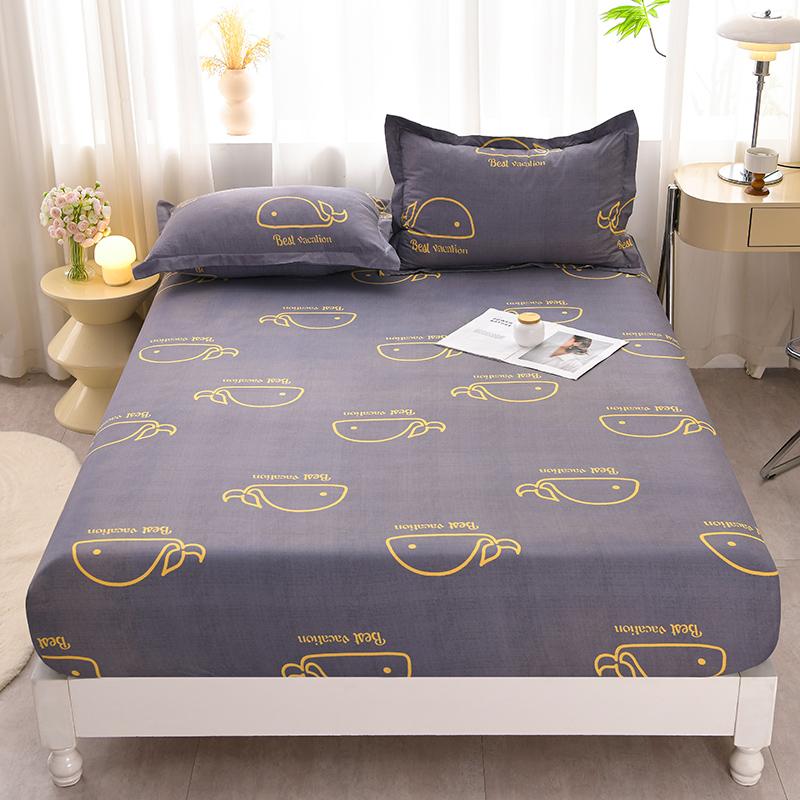 Washed Cotton Fitted Sheet featuring Elastic Bands Non Slip Adjustable Mattress Cover Printed  Pure Cotton  designed for Double King Queen