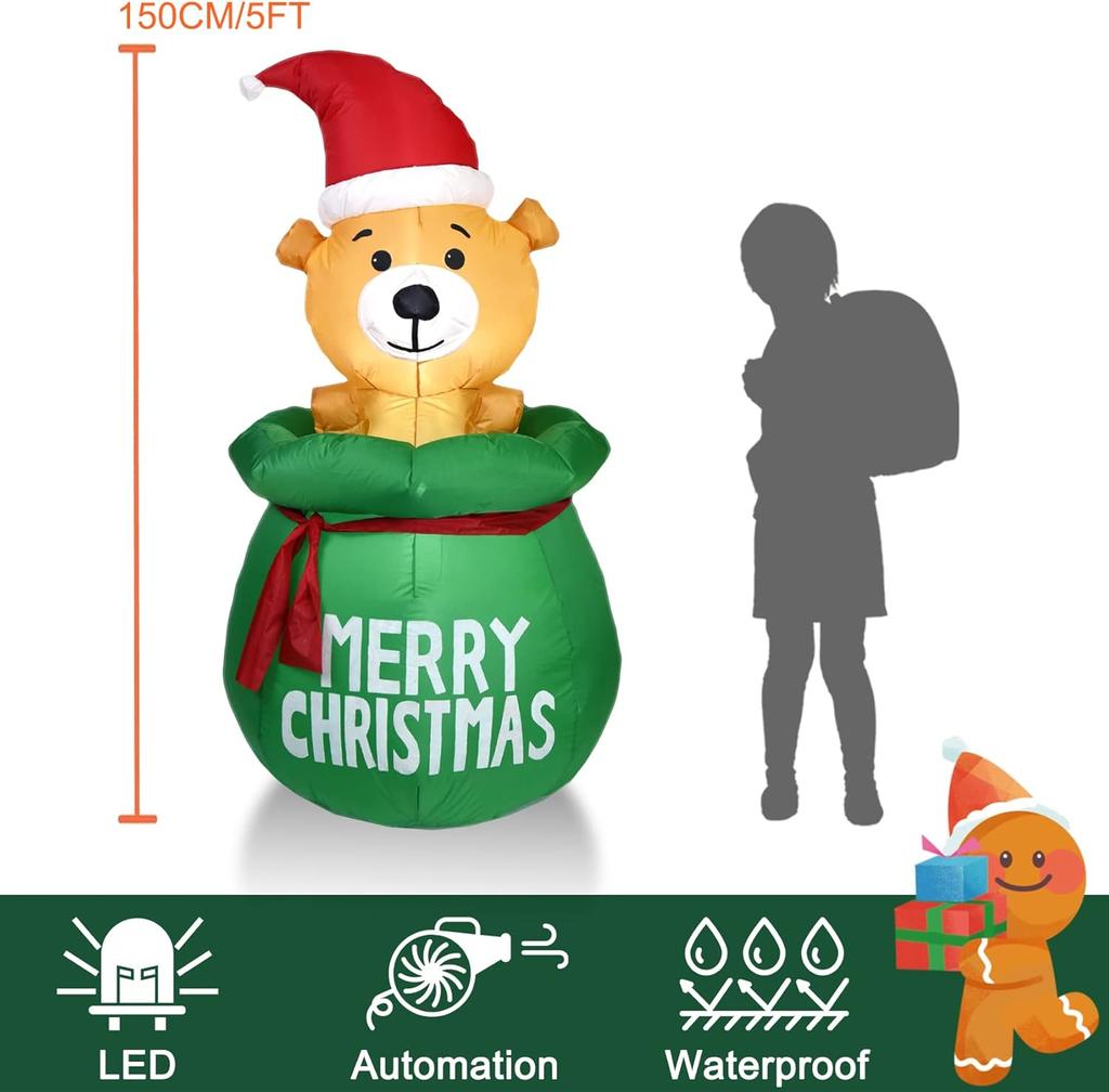 Christmas Decoration Christmas Air Mould Inflatable Glowing Gift Bag Puppy Air Mould Christmas Outdoor Patio Decoration