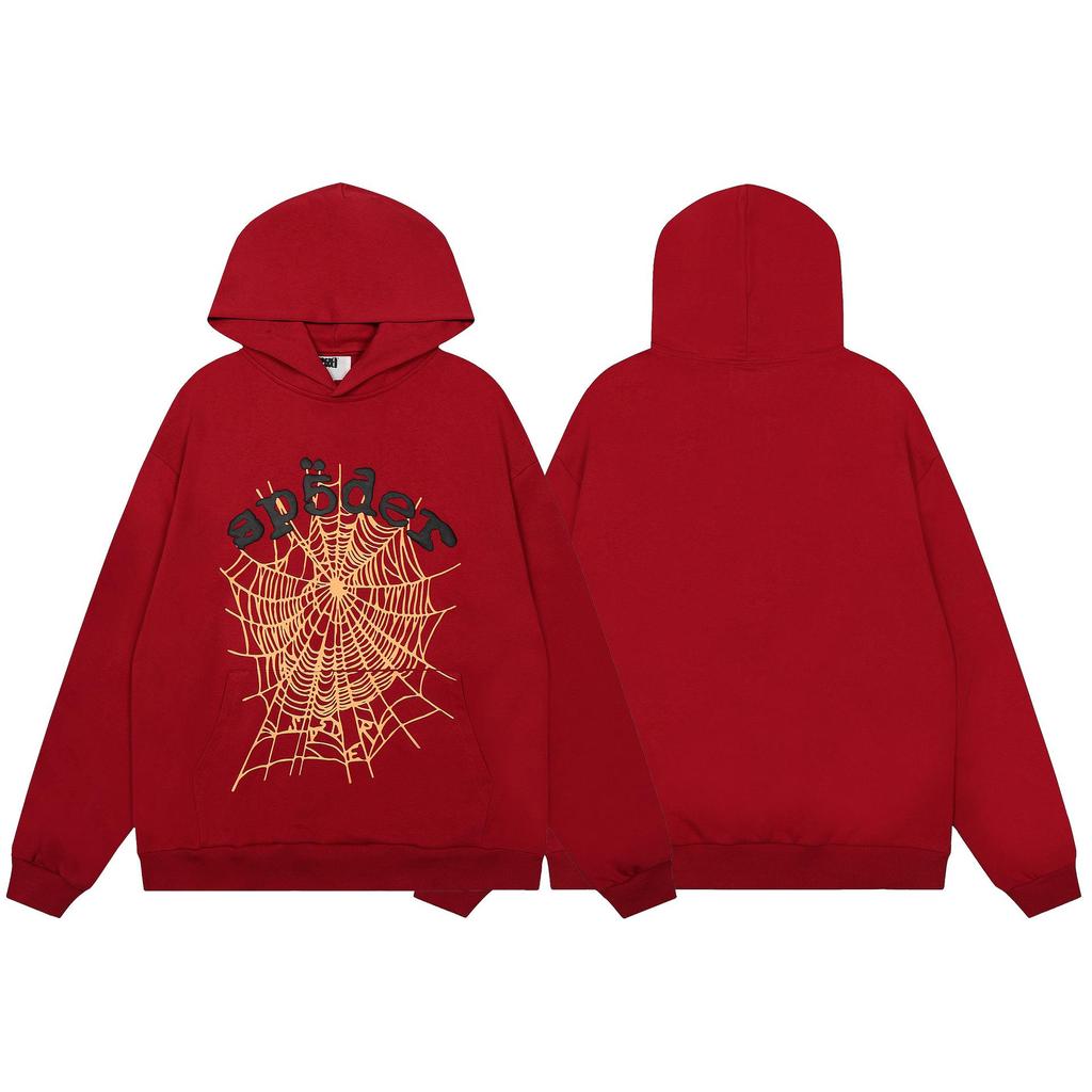 Spider Web Foam Letter Print Terry Cloth Hoodie for Men & Couples