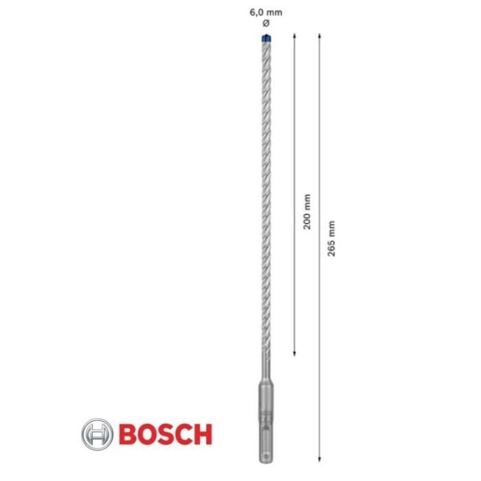 Foret - lem select - sds + 7 x 6.0x200x265 mm - tête monobloc carbure - 4 taillants