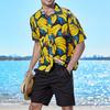 Strandskjorte Løs Enkeltspent Hawaii Bananprint Korte Ermer Sommerstopper Hverdagsklær