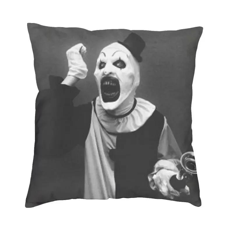 Horror Clown Halloween Movie Terrifier Cushion Cover Velvet Pillow Case Sofa Chair Square Pillowcase Living Room Decoration