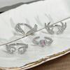 Fashion Zircon Antler Angel Wings Open Ring For Women Men Adjustable Couple Rings Jewelry Gift