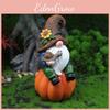 Dwarf Resin Statue For Miniature Garden Scene With Pumpkin Harvest Figurine For Festival Decor